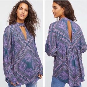NWT Free People Walking On A Dream Boho Choker Blouse Top Small